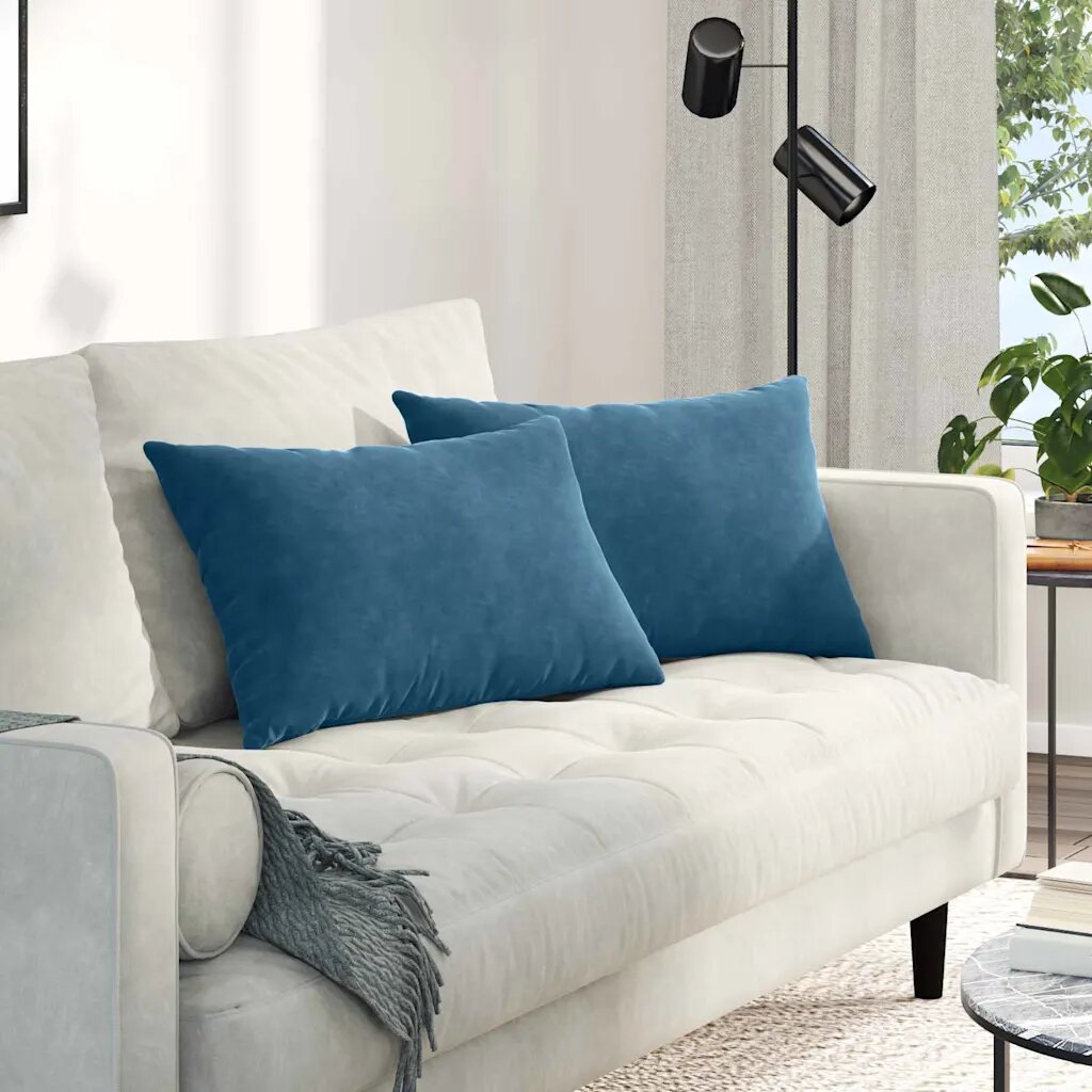 vidaXL Диван възглавници 2 pcs Синьо 60 x 40 cm Кордюрова тъкан