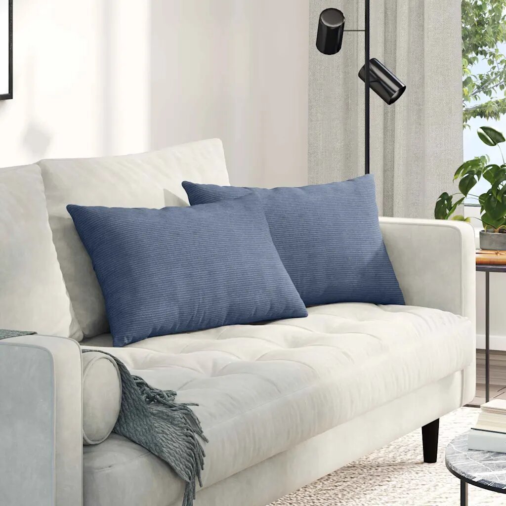 vidaXL Диван възглавници 2 pcs Синьо 60 x 40 cm Кордюрова тъкан