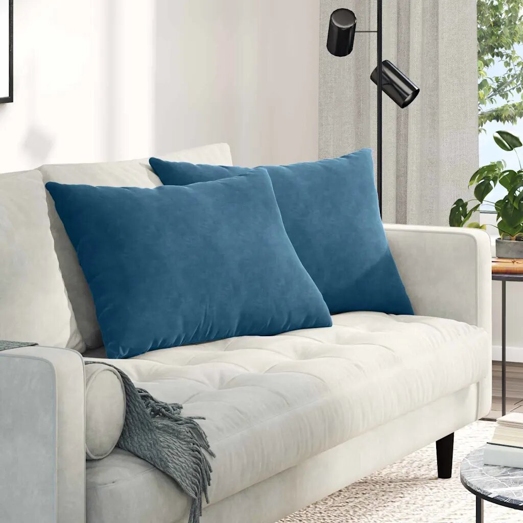 vidaXL Диван възглавници 2 pcs Синьо 70 x 50 cm Кордюрова тъкан