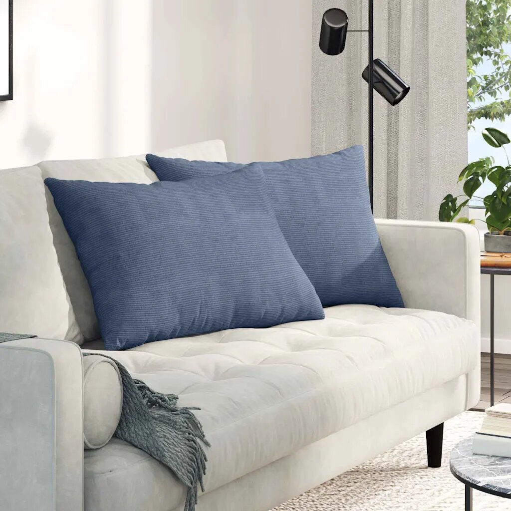 vidaXL Диван възглавници 2 pcs Синьо 70 x 50 cm Кордюрова тъкан