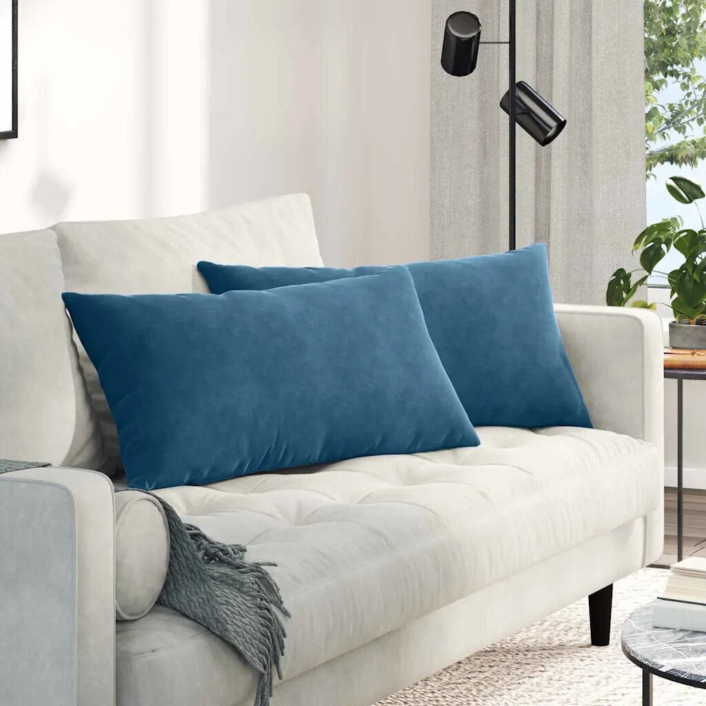 vidaXL Диван възглавници 2 pcs Синьо 80 x 40 cm Кордюрова тъкан