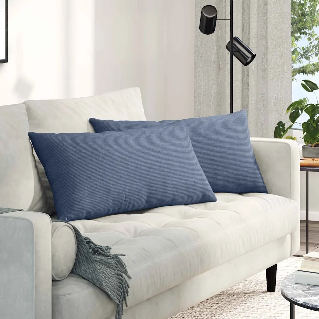 vidaXL Диван възглавници 2 pcs Синьо 80 x 40 cm Кордюрова тъкан