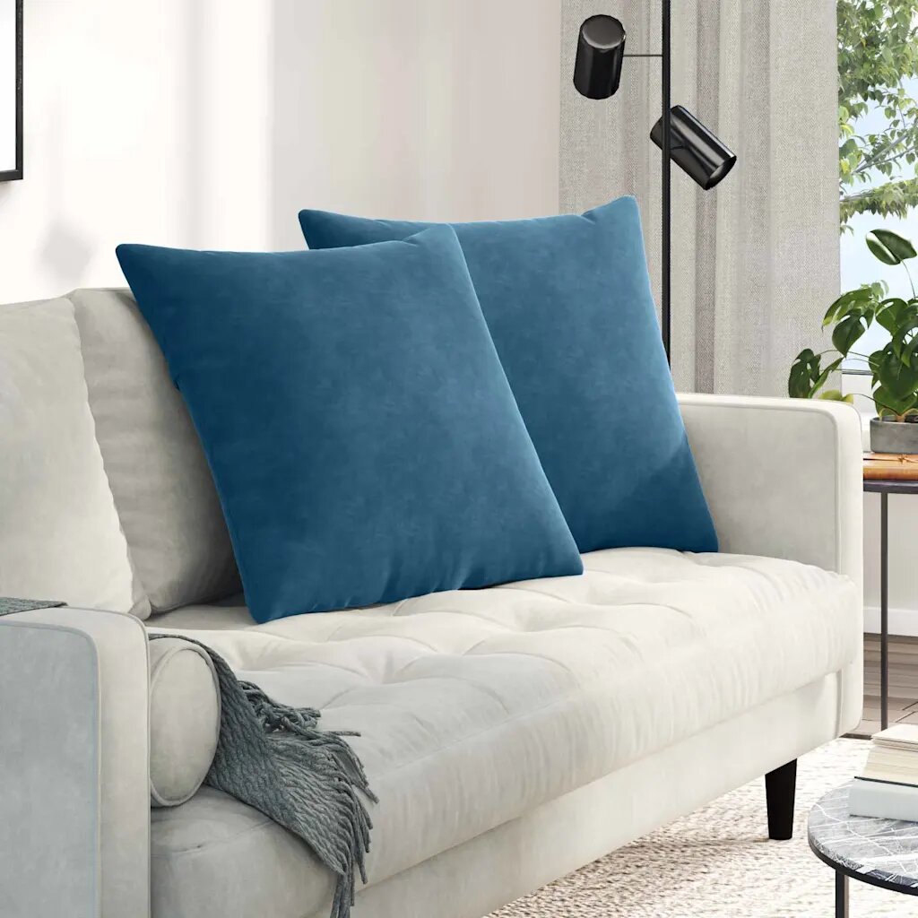 vidaXL Диван възглавници 2 pcs Синьо 80 x 80 cm Кордюрова тъкан