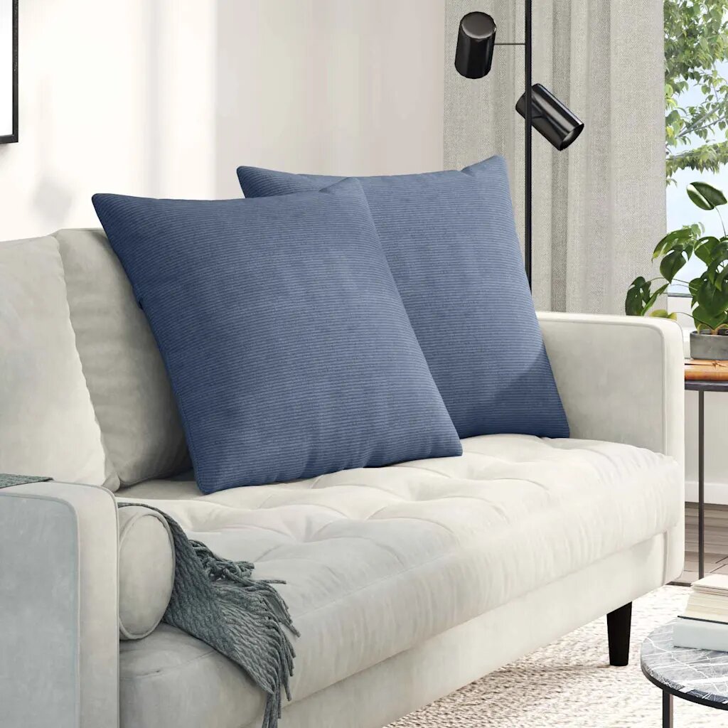 vidaXL Диван възглавници 2 pcs Синьо 80 x 80 cm Кордюрова тъкан