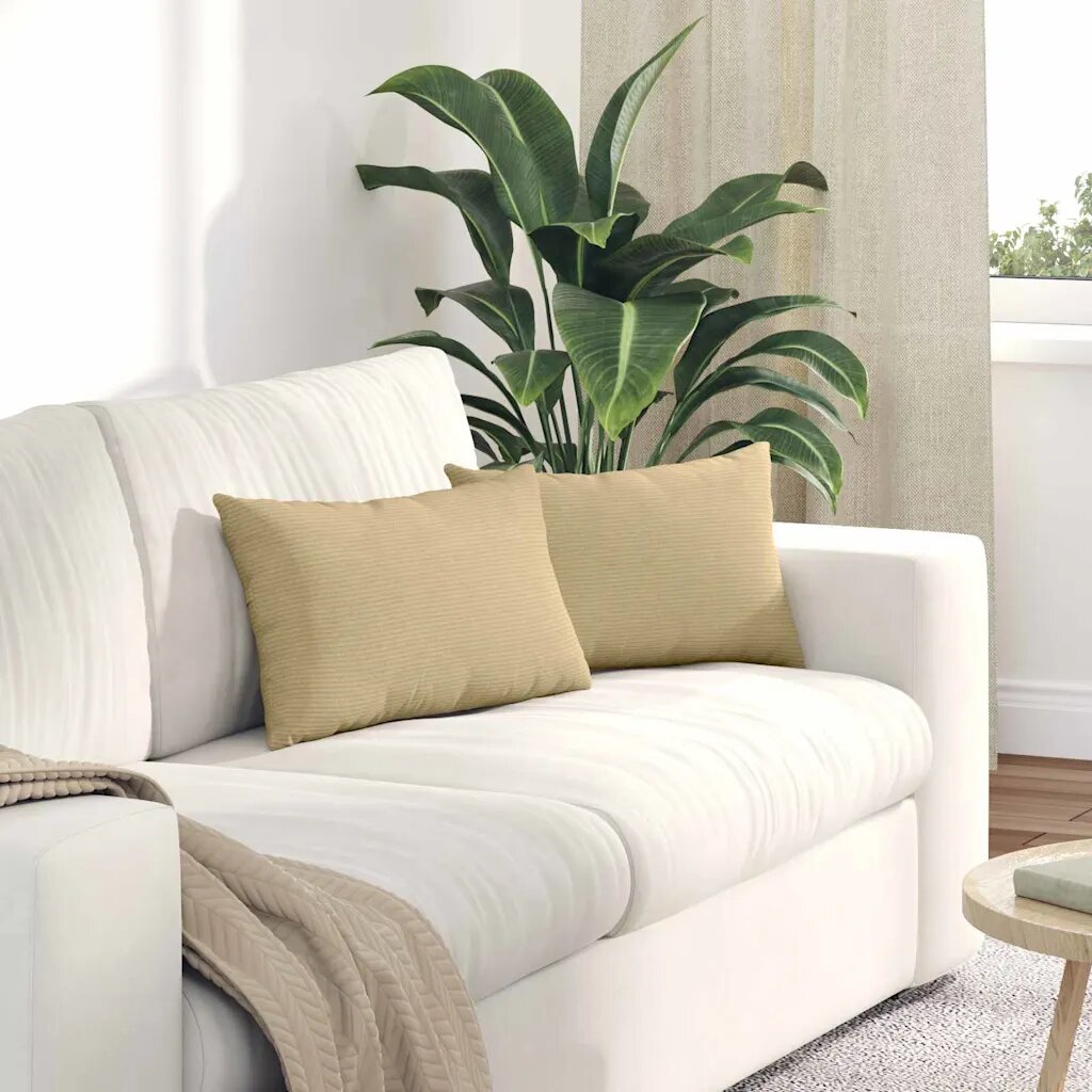 vidaXL Диван възглавници 2 pcs Сивозелен 50 x 30 cm Кордюрова тъкан