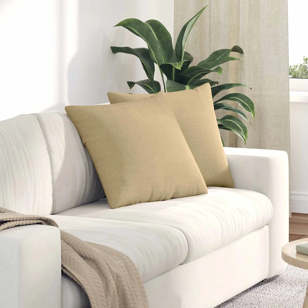 vidaXL Диван възглавници 2 pcs Сивозелен 50 x 50 cm Кордюрова тъкан