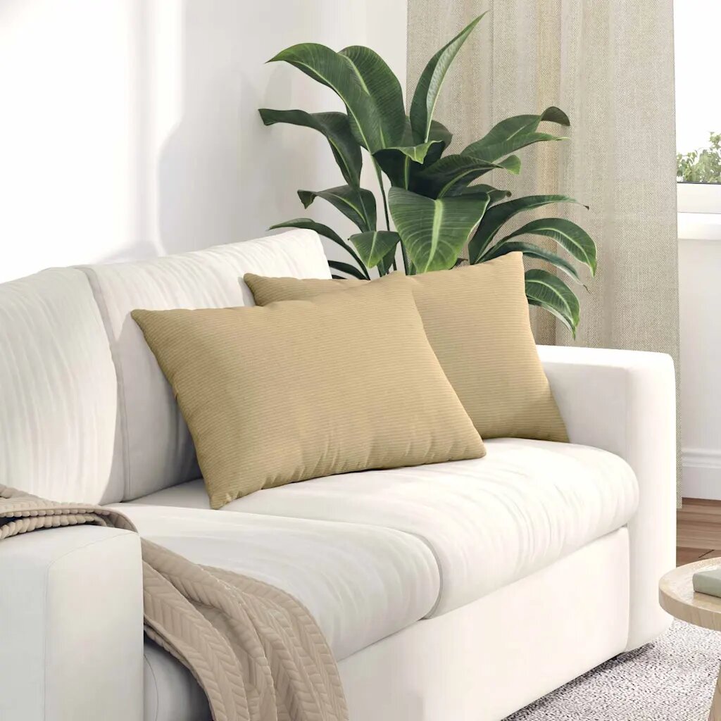 vidaXL Диван възглавници 2 pcs Сивозелен 60 x 40 cm Кордюрова тъкан