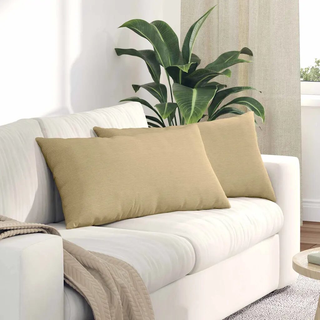 vidaXL Диван възглавници 2 pcs Сивозелен 80 x 40 cm Кордюрова тъкан