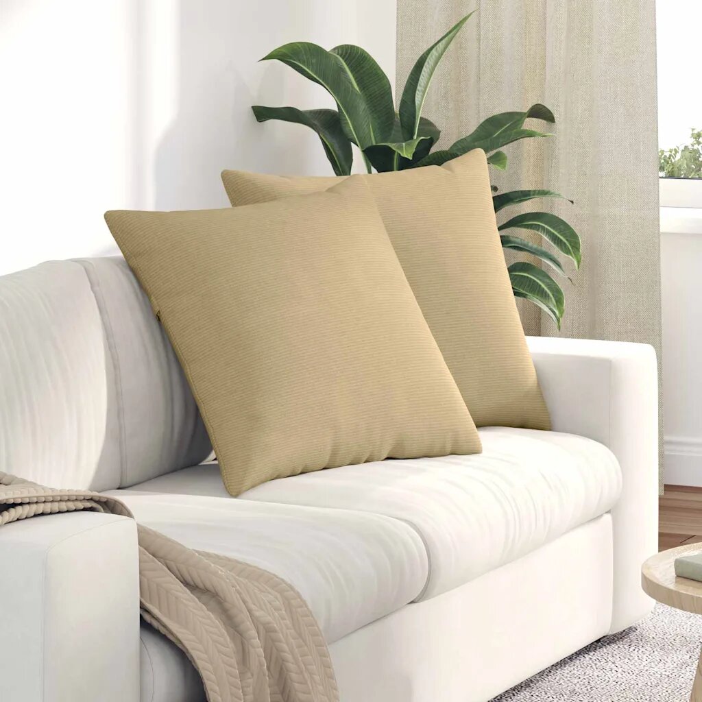 vidaXL Диван възглавници 2 pcs Сивозелен 80 x 80 cm Кордюрова тъкан