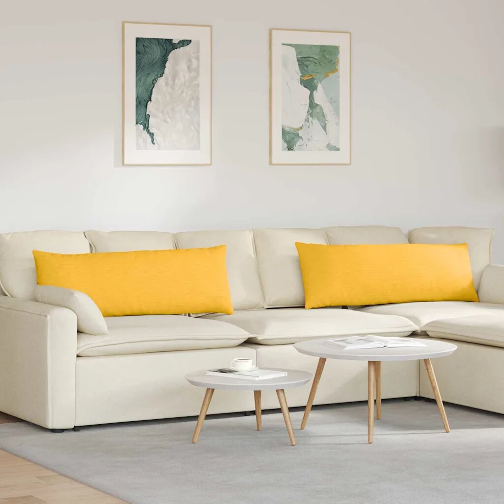 vidaXL Диван възглавници 2 pcs Светло жълто 120 x 40 cm