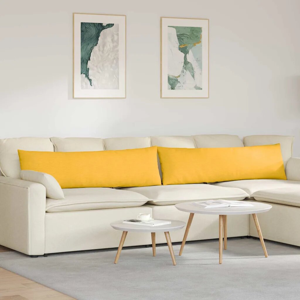 vidaXL Диван възглавници 2 pcs Светло жълто 145 x 40 см
