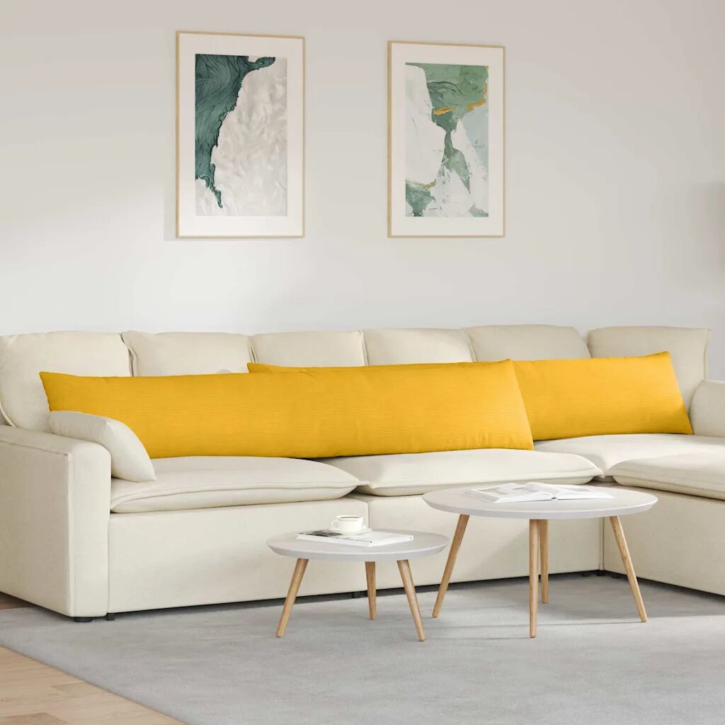 vidaXL Диван възглавници 2 pcs Светло жълто 200 x 40 см