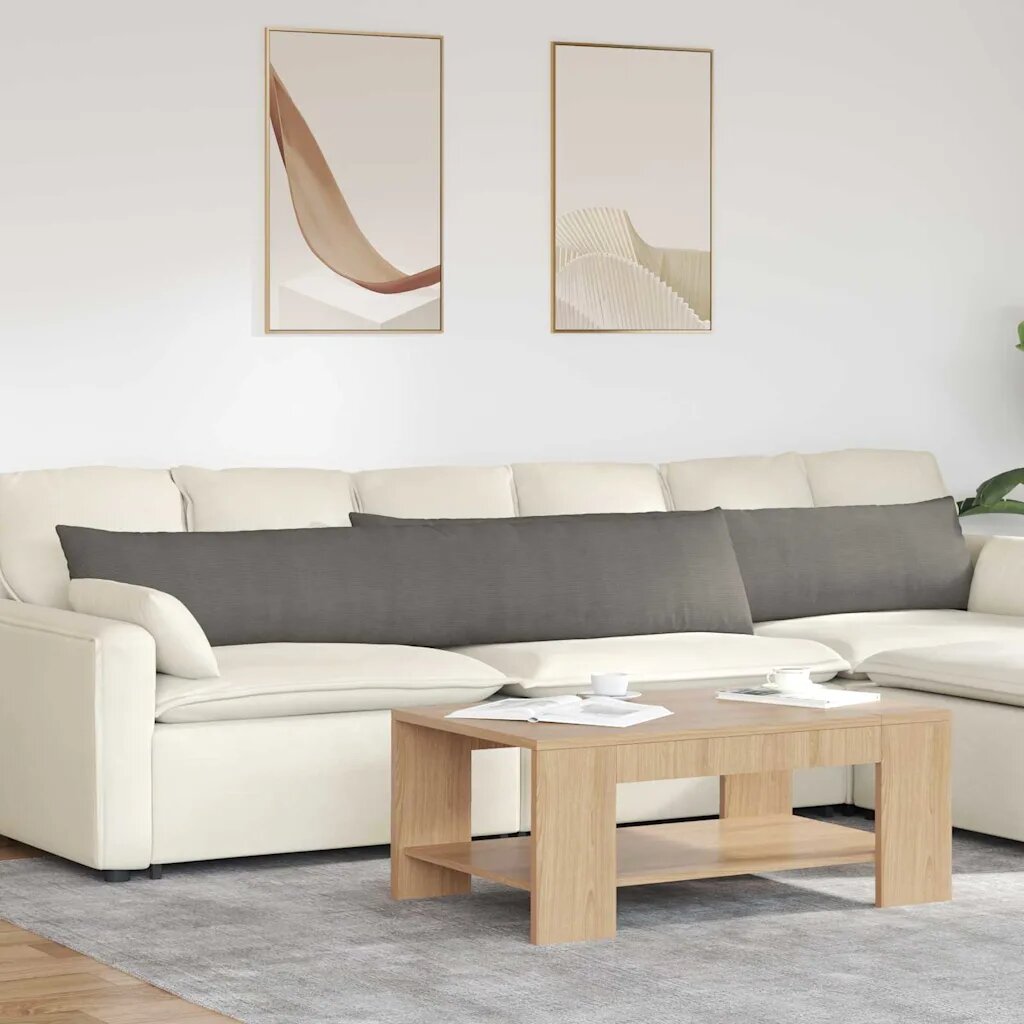 vidaXL Диван възглавници 2 pcs Светлосиво 200 x 40 см Кордюрова тъкан