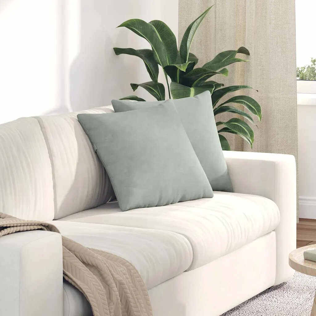 vidaXL Диван възглавници 2 pcs Светлосиво 45 x 45 cm Кордюрова тъкан