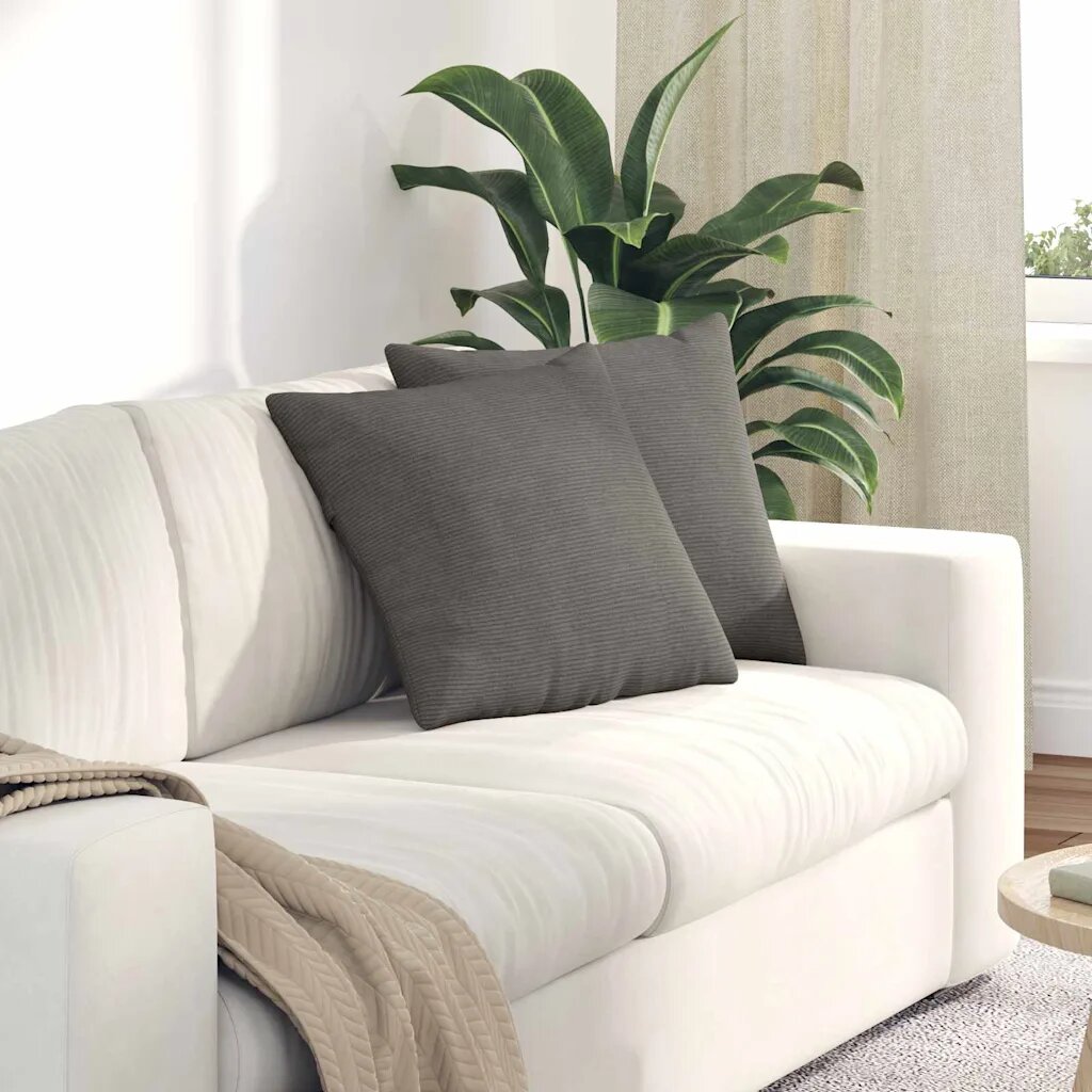 vidaXL Диван възглавници 2 pcs Светлосиво 45 x 45 cm Кордюрова тъкан