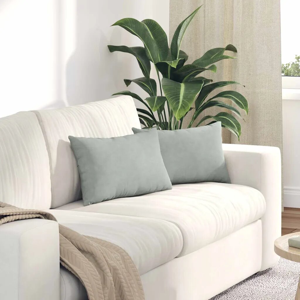 vidaXL Диван възглавници 2 pcs Светлосиво 50 x 30 cm Кордюрова тъкан