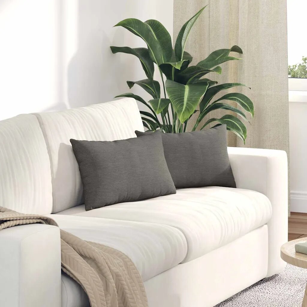 vidaXL Диван възглавници 2 pcs Светлосиво 50 x 30 cm Кордюрова тъкан