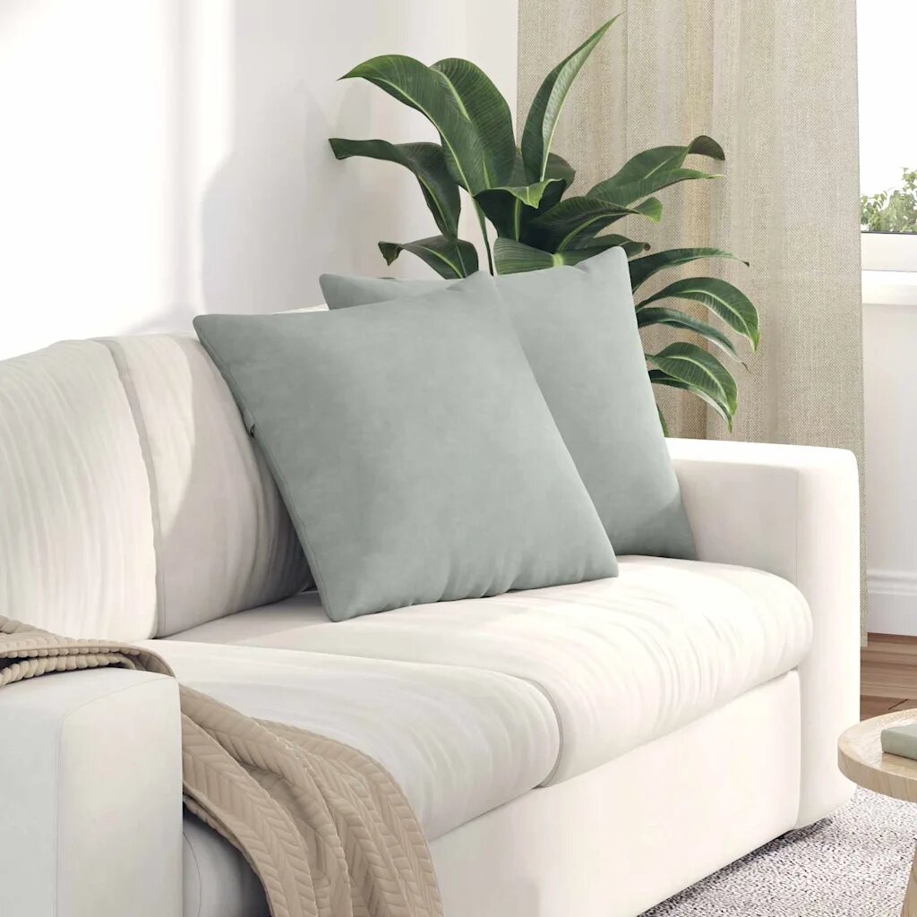 vidaXL Диван възглавници 2 pcs Светлосиво 50 x 50 cm Кордюрова тъкан