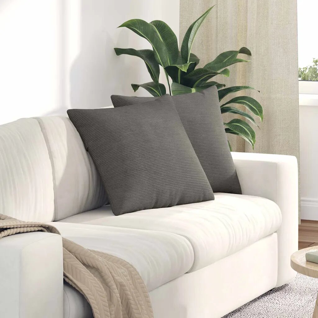 vidaXL Диван възглавници 2 pcs Светлосиво 50 x 50 cm Кордюрова тъкан