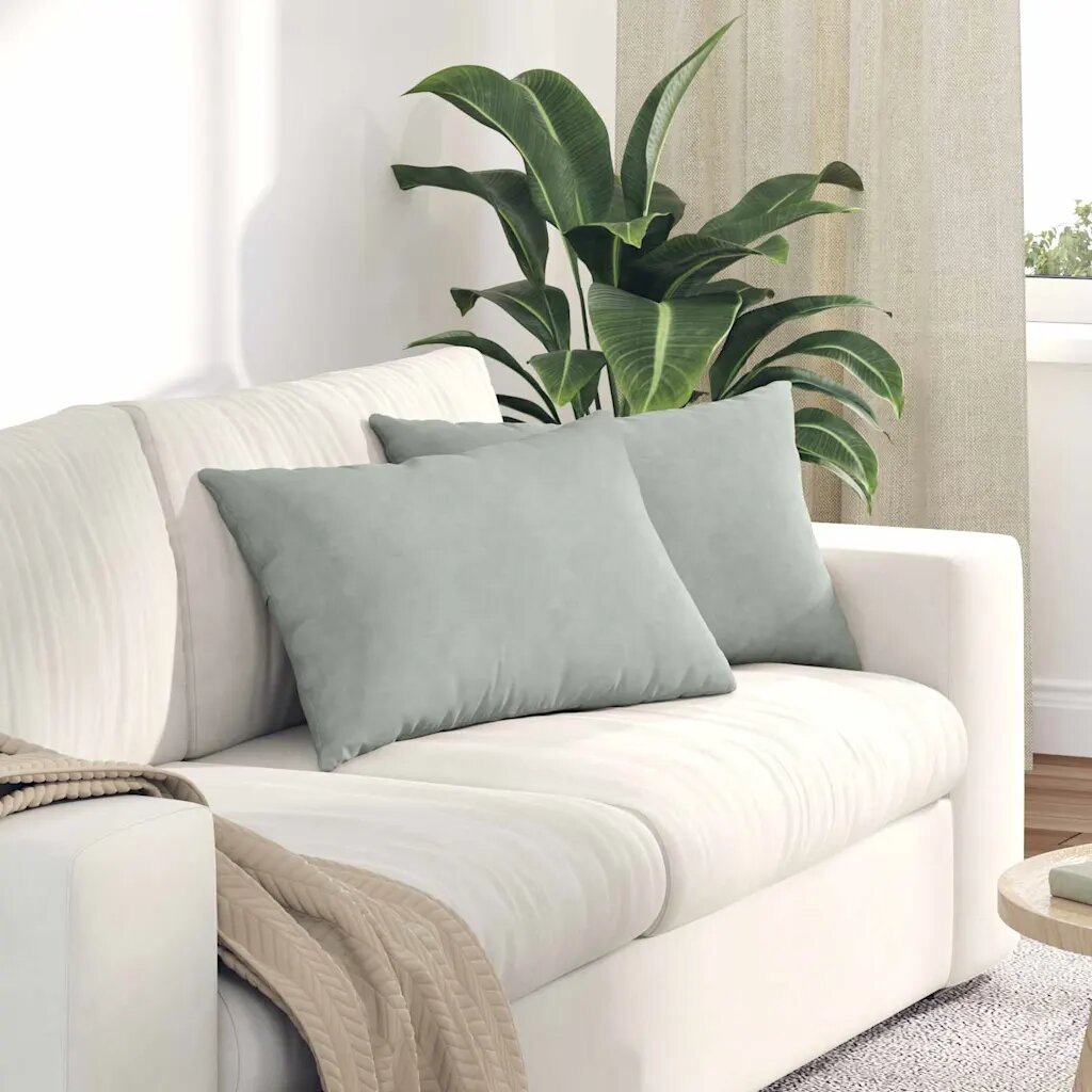vidaXL Диван възглавници 2 pcs Светлосиво 60 x 40 cm Кордюрова тъкан