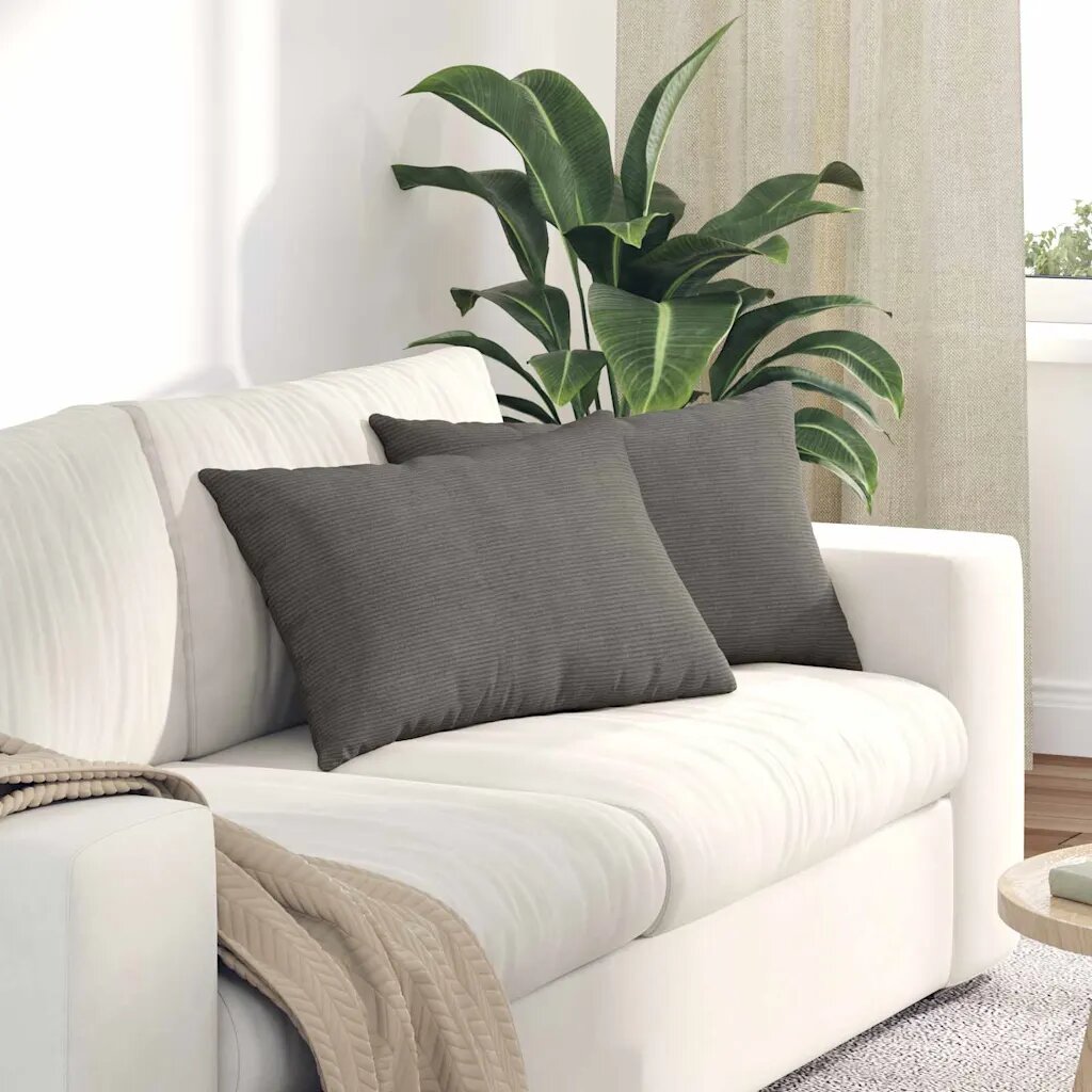vidaXL Диван възглавници 2 pcs Светлосиво 60 x 40 cm Кордюрова тъкан