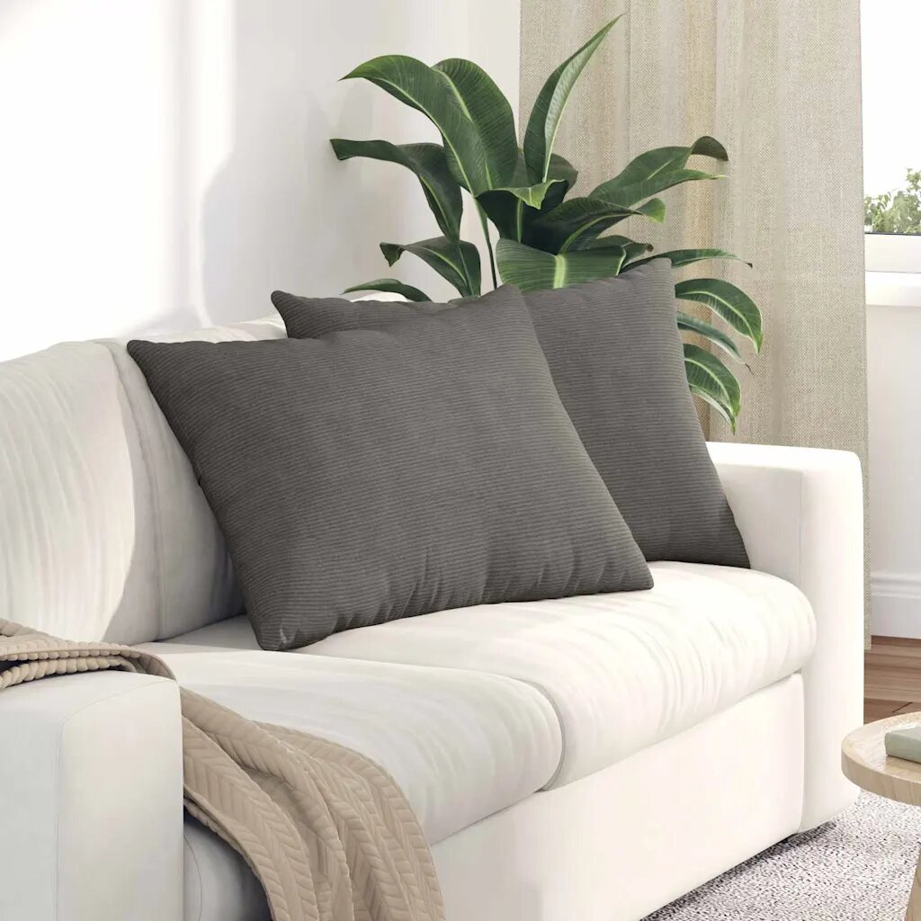 vidaXL Диван възглавници 2 pcs Светлосиво 70 x 50 cm Кордюрова тъкан