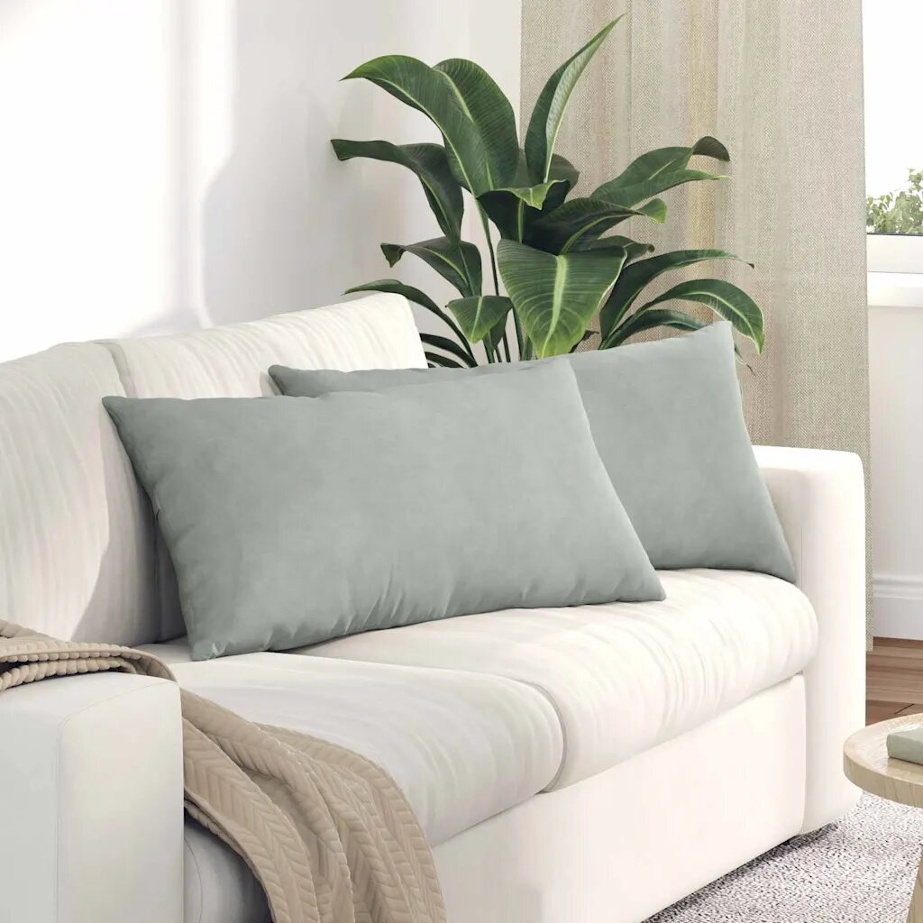 vidaXL Диван възглавници 2 pcs Светлосиво 80 x 40 cm Кордюрова тъкан