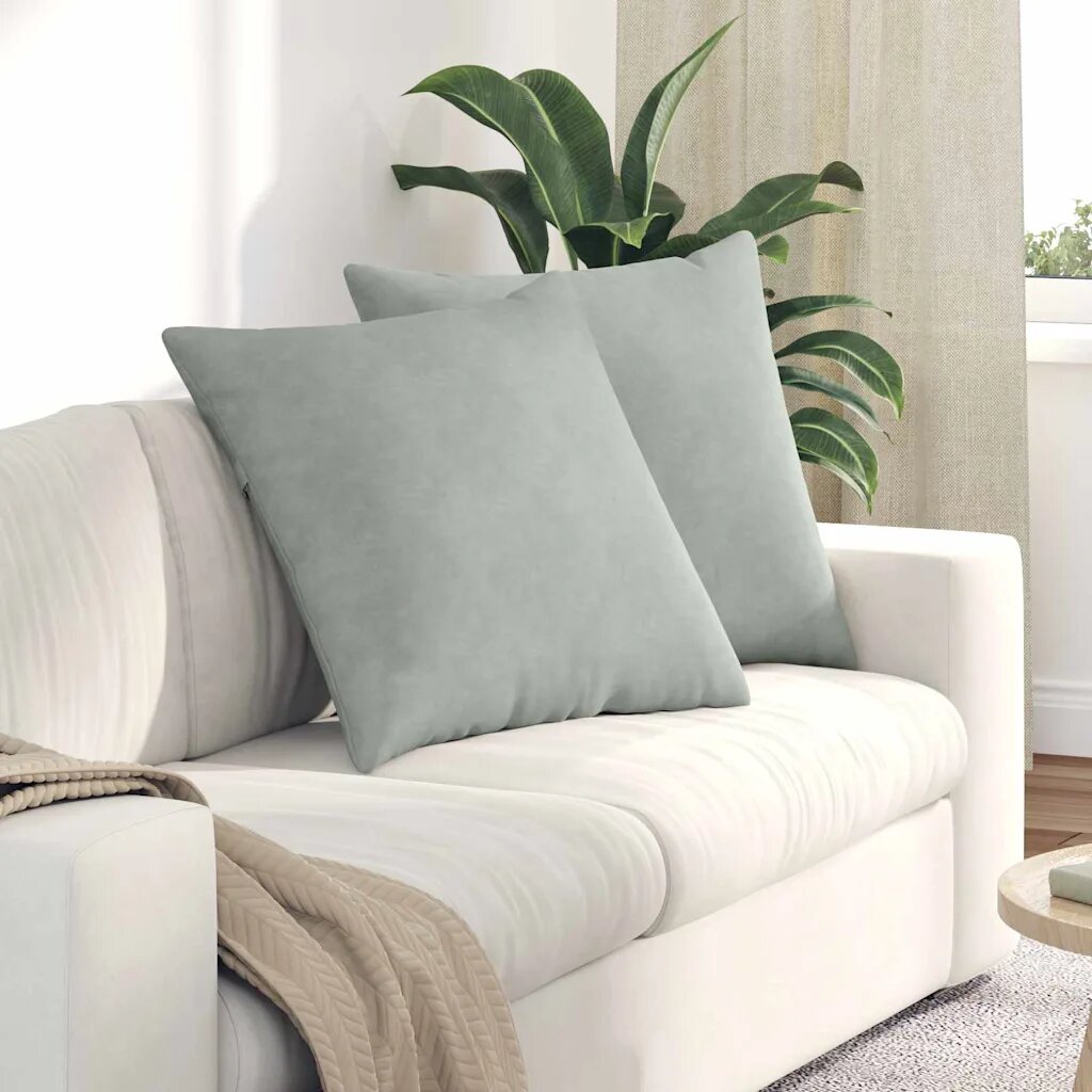 vidaXL Диван възглавници 2 pcs Светлосиво 80 x 80 cm Кордюрова тъкан