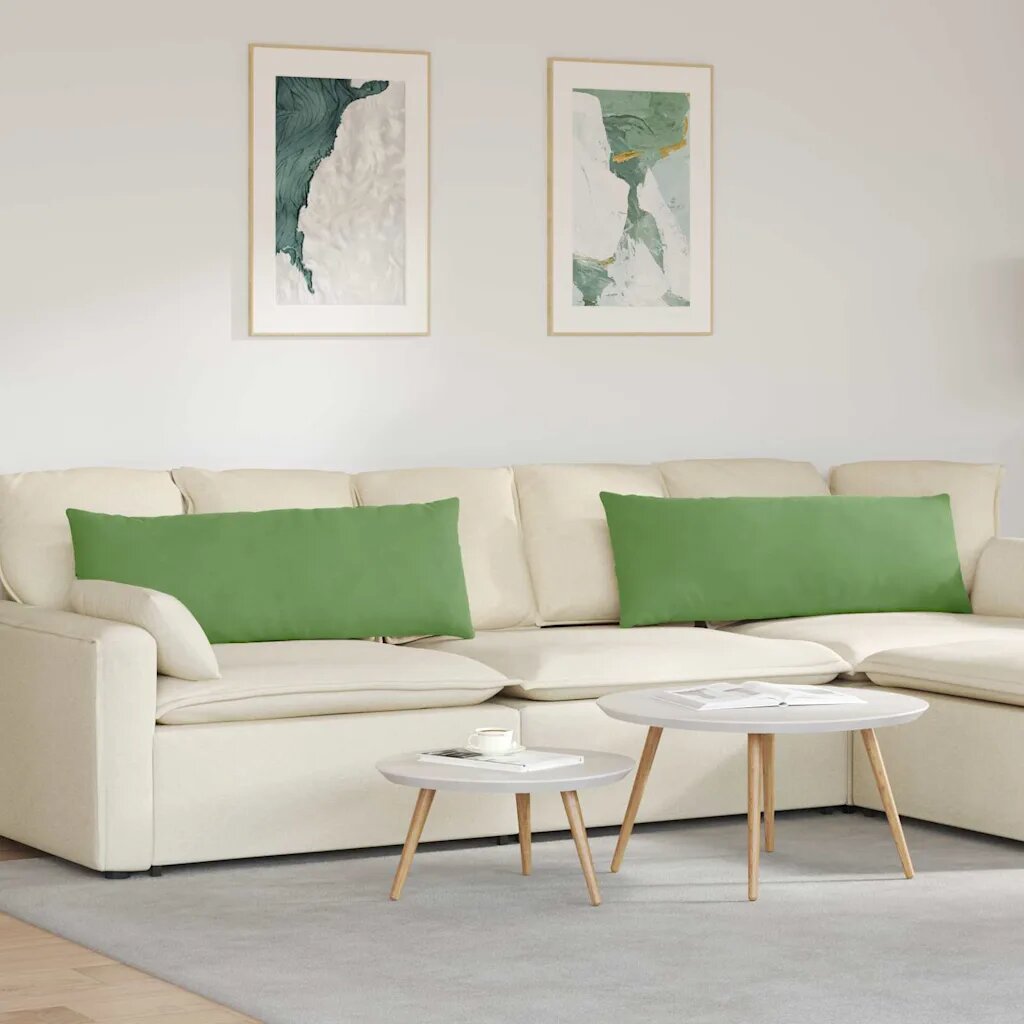 vidaXL Диван възглавници 2 pcs Светлозелен 120 x 40 cm Кордюрова тъкан