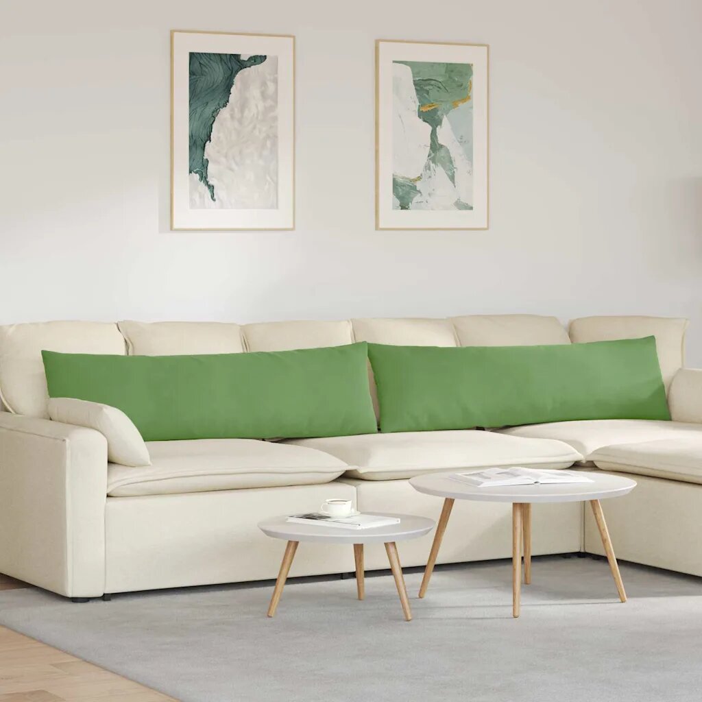 vidaXL Диван възглавници 2 pcs Светлозелен 145 x 40 см Кордюрова тъкан