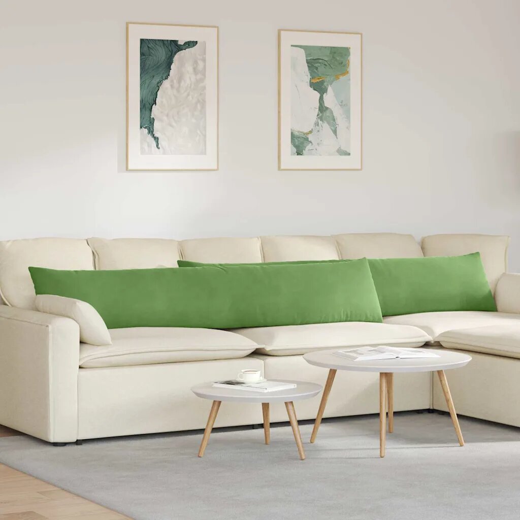 vidaXL Диван възглавници 2 pcs Светлозелен 200 x 40 см Кордюрова тъкан