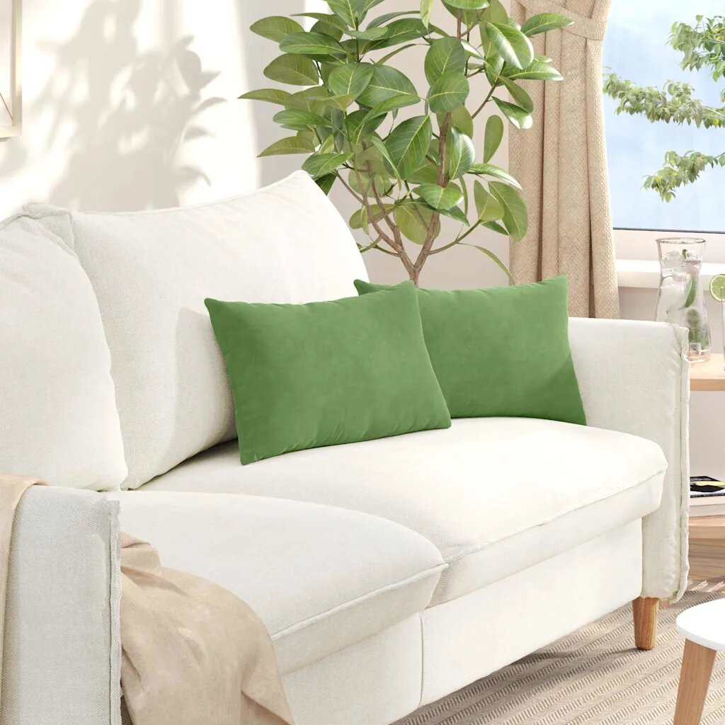 vidaXL Диван възглавници 2 pcs Светлозелен 50 x 30 cm Кордюрова тъкан