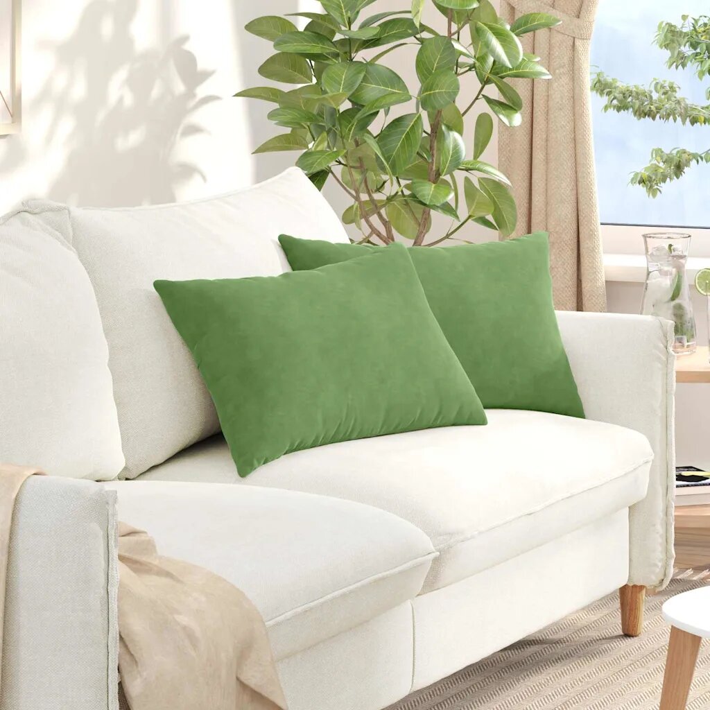 vidaXL Диван възглавници 2 pcs Светлозелен 60 x 40 cm Кордюрова тъкан
