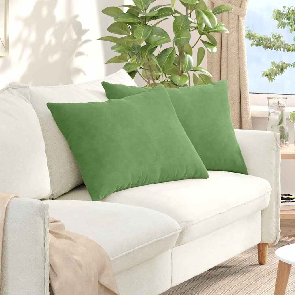 vidaXL Диван възглавници 2 pcs Светлозелен 70 x 50 cm Кордюрова тъкан