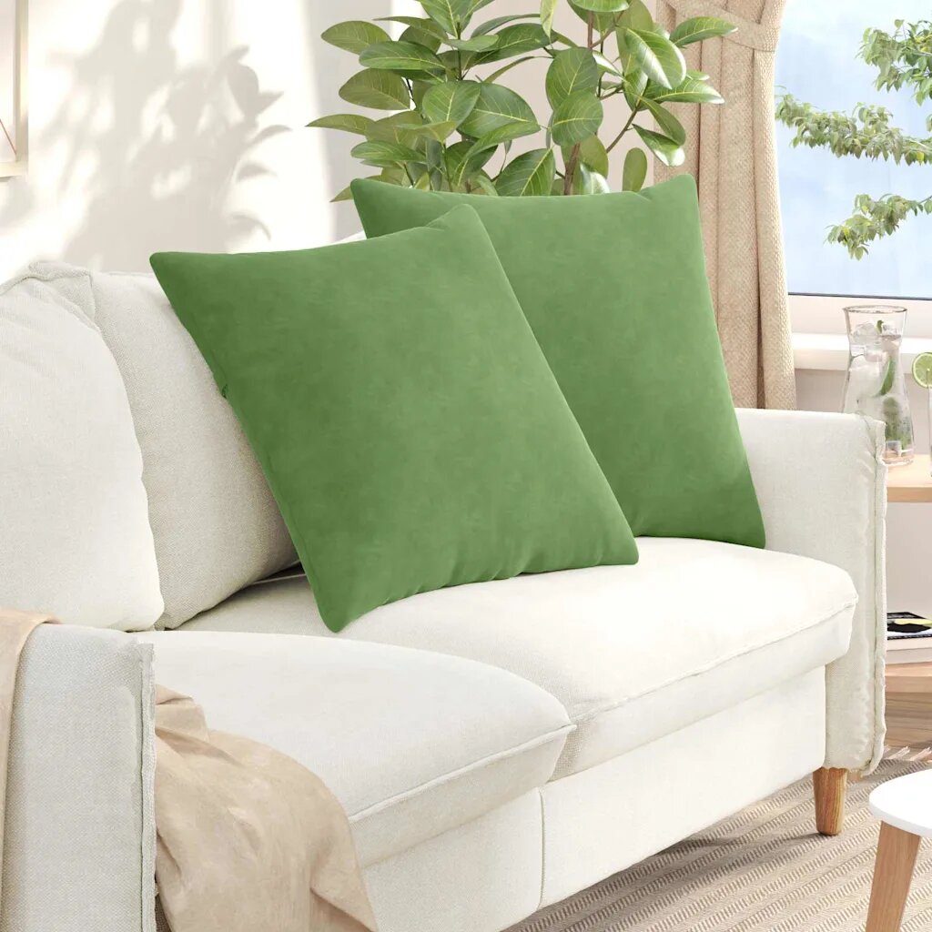 vidaXL Диван възглавници 2 pcs Светлозелен 80 x 80 cm Кордюрова тъкан