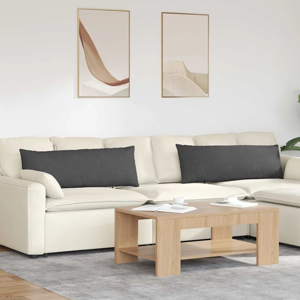 vidaXL Диван възглавници 2 pcs Тъмен сив 120 x 40 cm Кордюрова тъкан