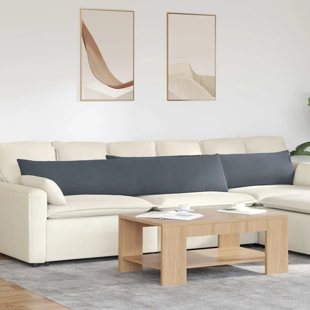 vidaXL Диван възглавници 2 pcs Тъмен сив 200 x 40 см Кордюрова тъкан