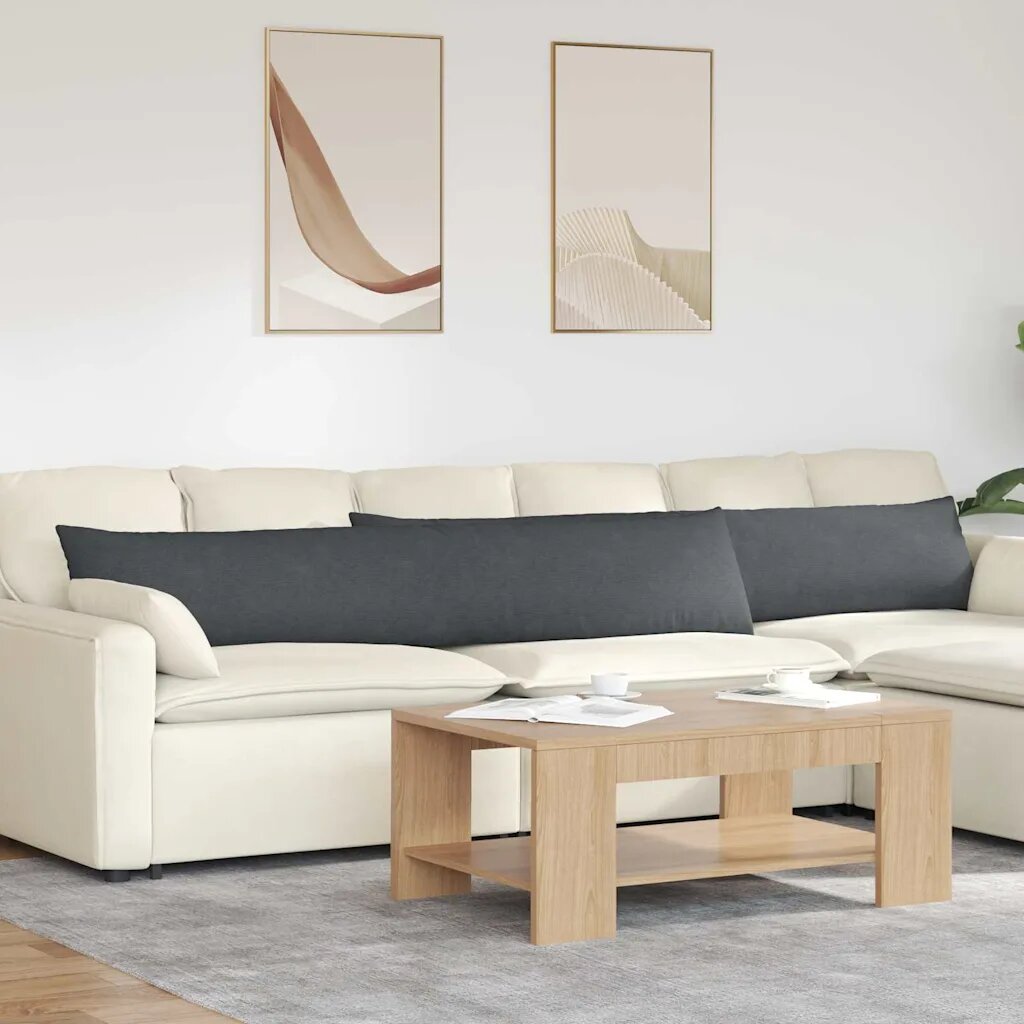 vidaXL Диван възглавници 2 pcs Тъмен сив 200 x 40 см Кордюрова тъкан