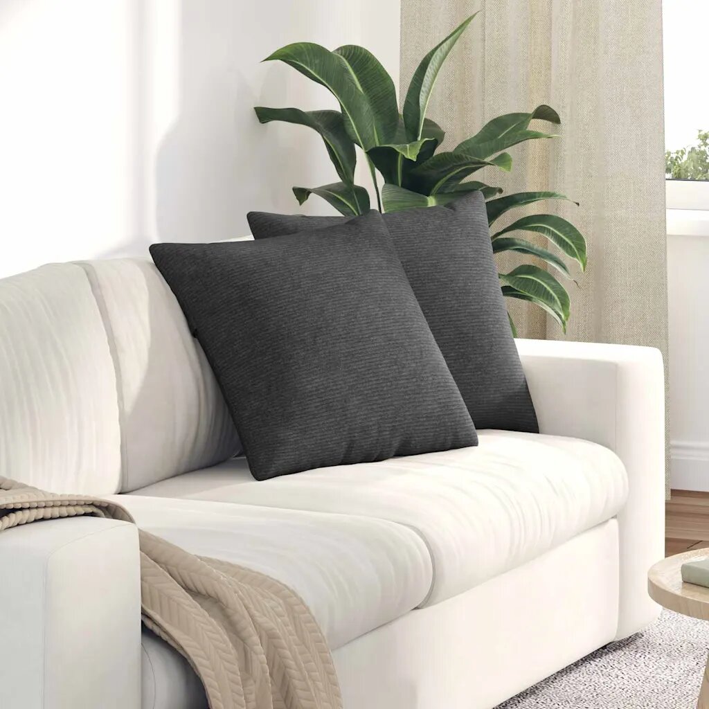 vidaXL Диван възглавници 2 pcs Тъмен сив 50 x 50 cm Кордюрова тъкан