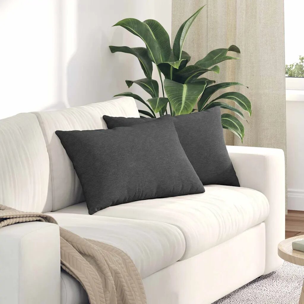 vidaXL Диван възглавници 2 pcs Тъмен сив 60 x 40 cm Кордюрова тъкан