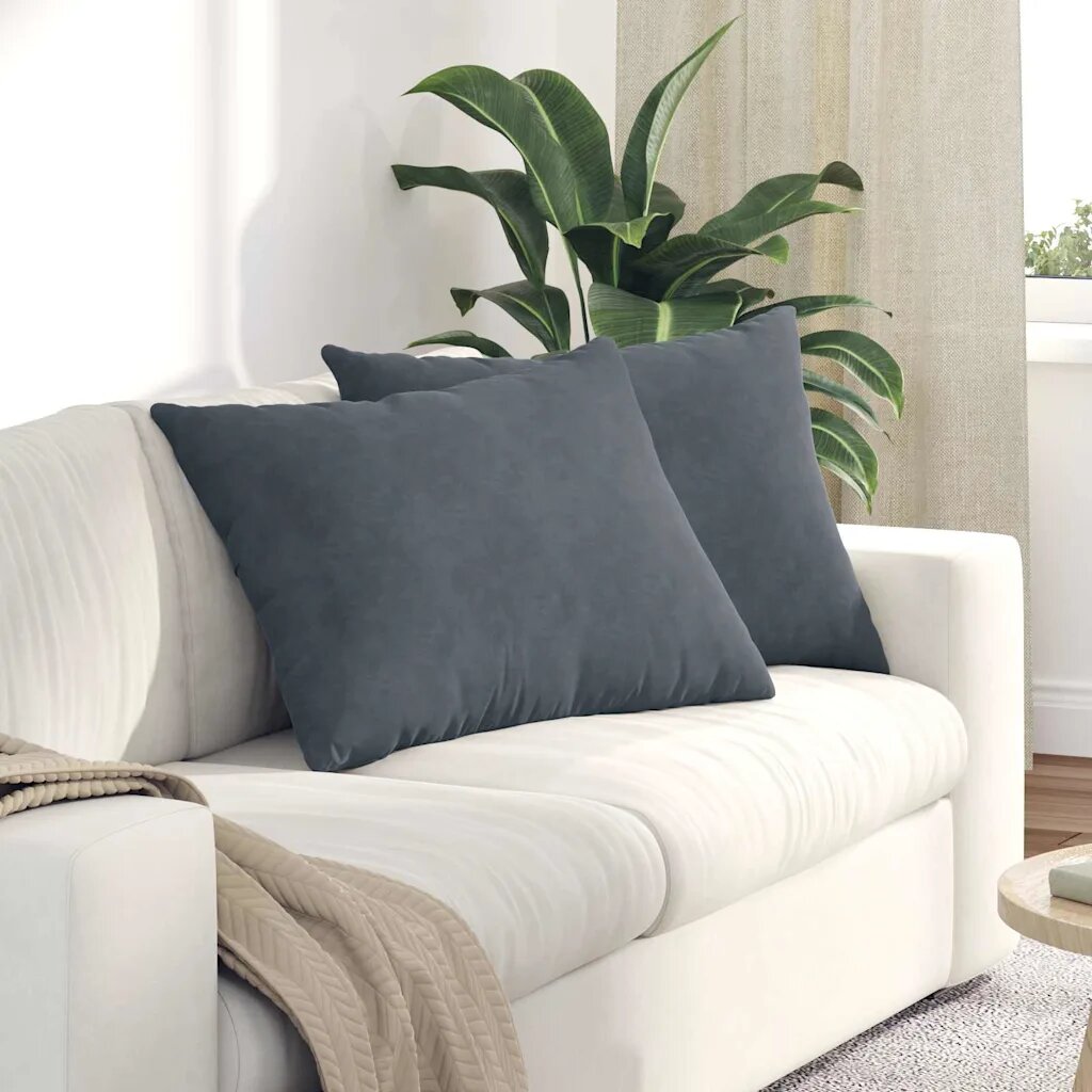 vidaXL Диван възглавници 2 pcs Тъмен сив 70 x 50 cm Кордюрова тъкан