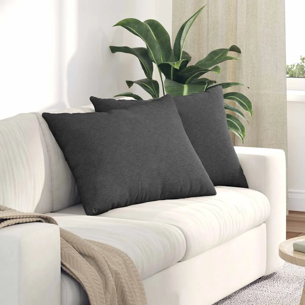 vidaXL Диван възглавници 2 pcs Тъмен сив 70 x 50 cm Кордюрова тъкан