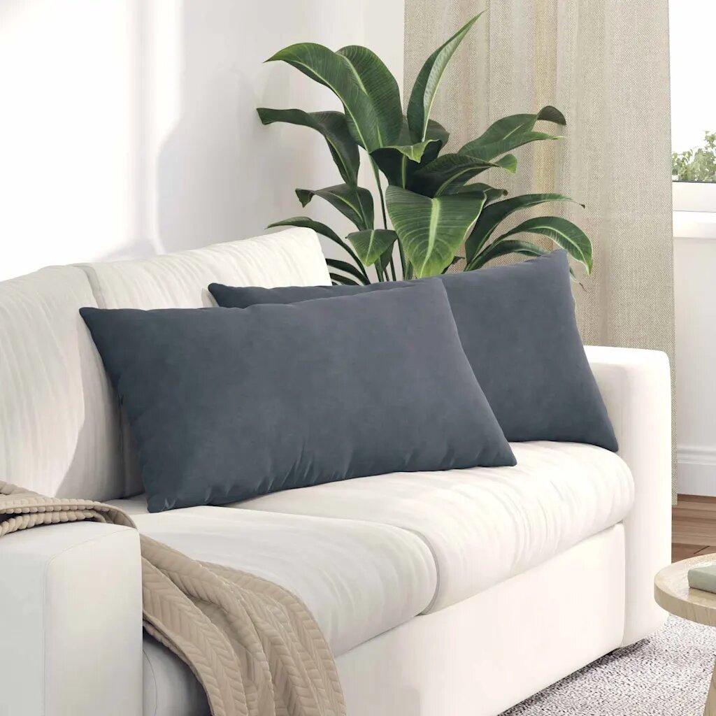 vidaXL Диван възглавници 2 pcs Тъмен сив 80 x 40 cm Кордюрова тъкан