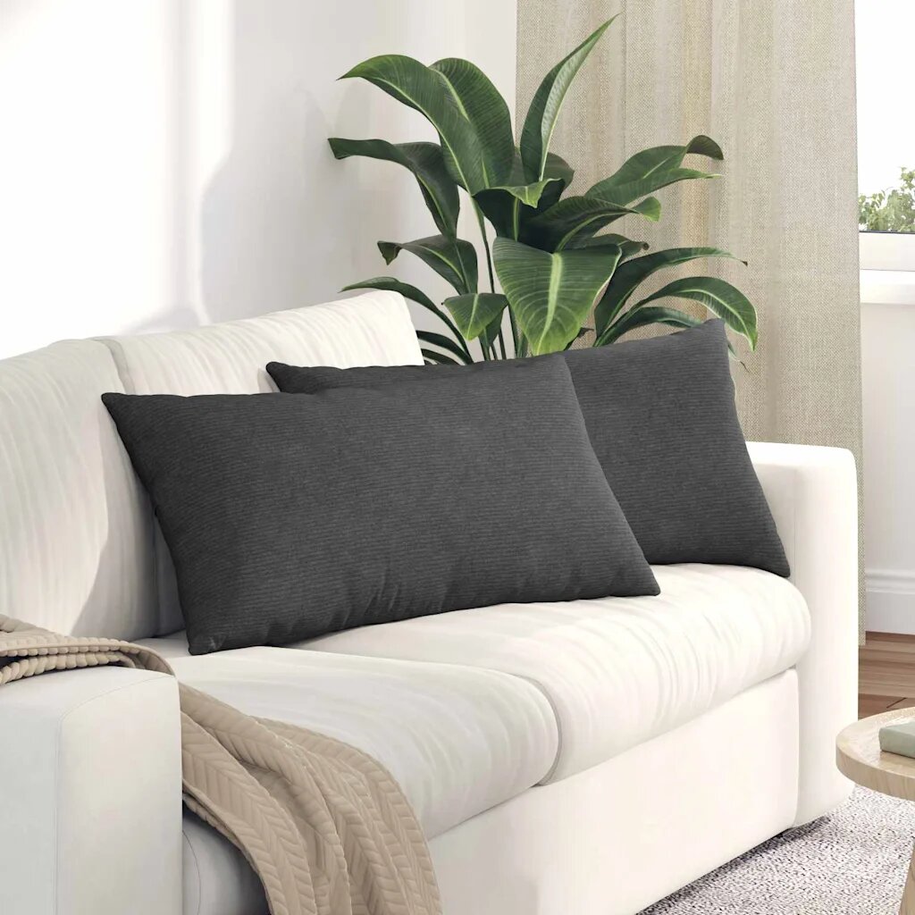 vidaXL Диван възглавници 2 pcs Тъмен сив 80 x 40 cm Кордюрова тъкан