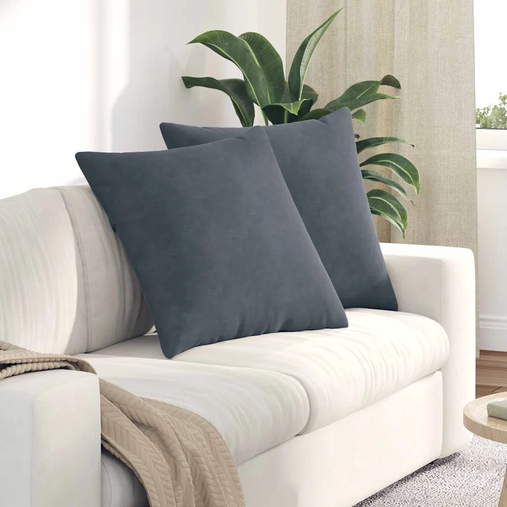 vidaXL Диван възглавници 2 pcs Тъмен сив 80 x 80 cm Кордюрова тъкан