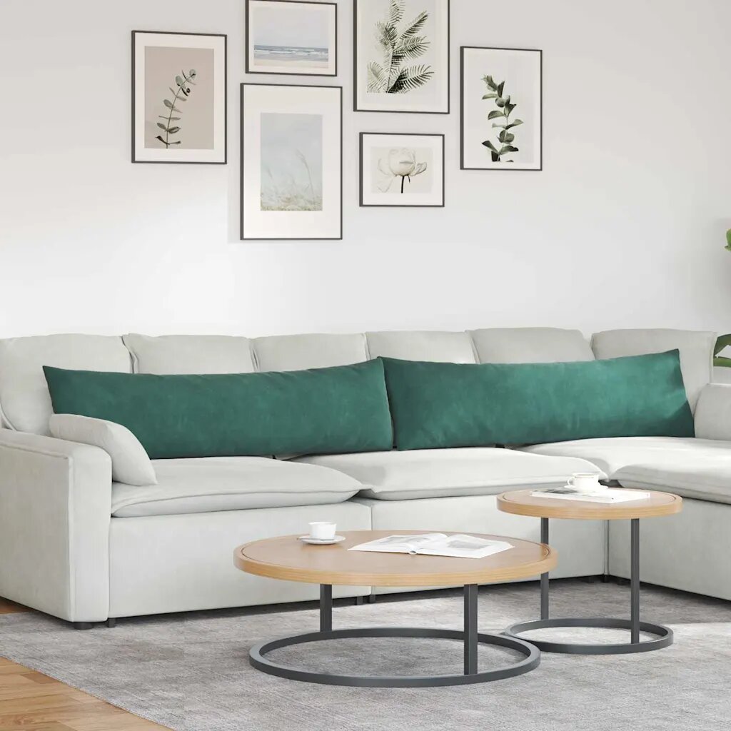 vidaXL Диван възглавници 2 pcs Тъмен зелен 145 x 40 см Кордюрова тъкан