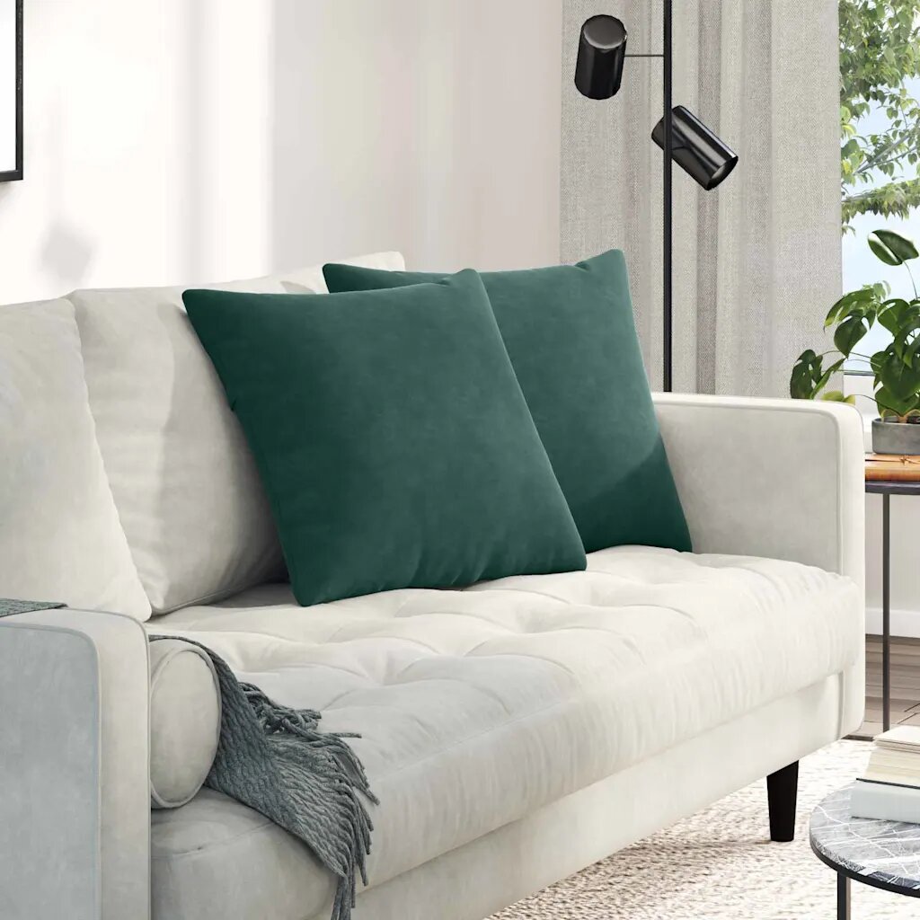 vidaXL Диван възглавници 2 pcs Тъмен зелен 50 x 50 cm Кордюрова тъкан