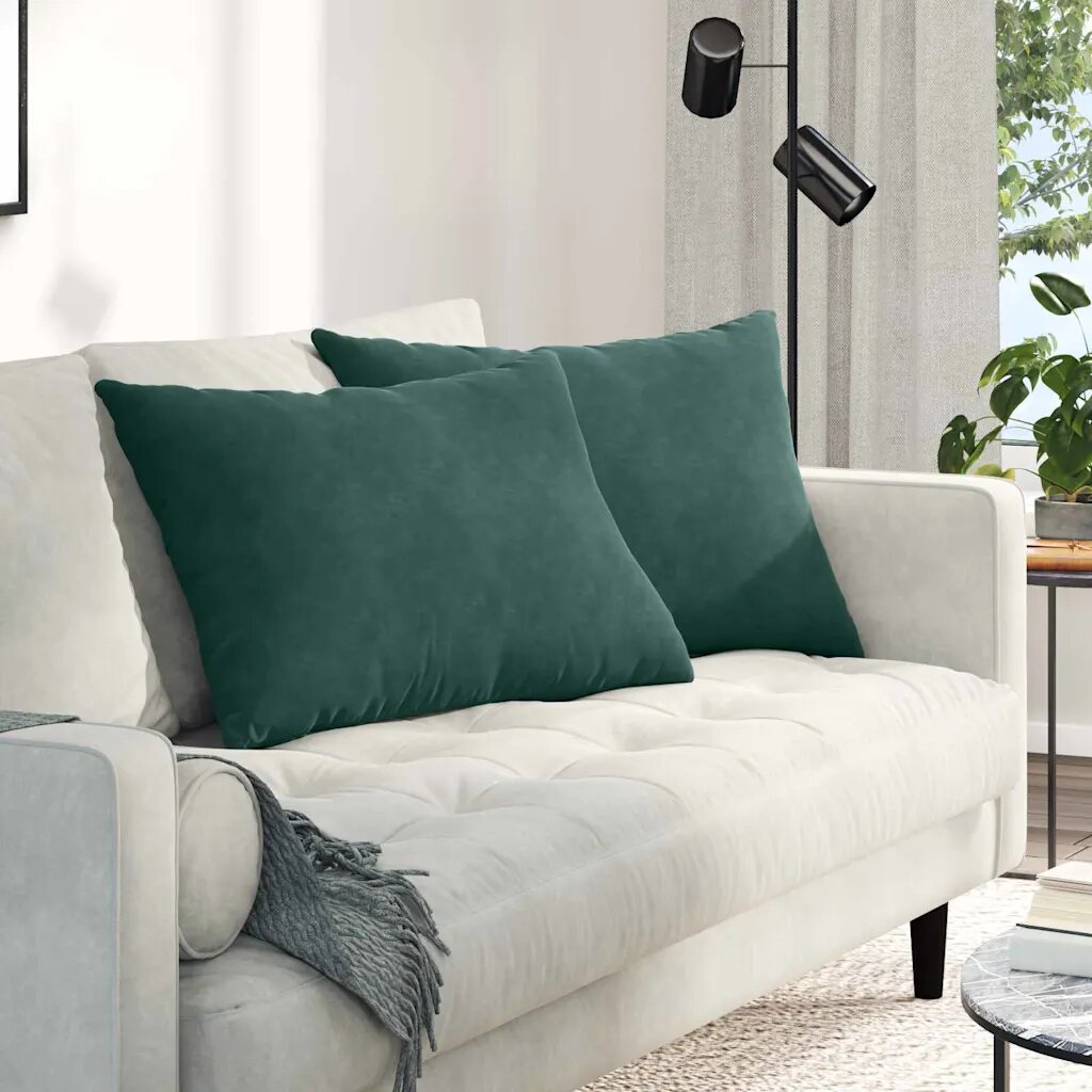 vidaXL Диван възглавници 2 pcs Тъмен зелен 70 x 50 cm Кордюрова тъкан