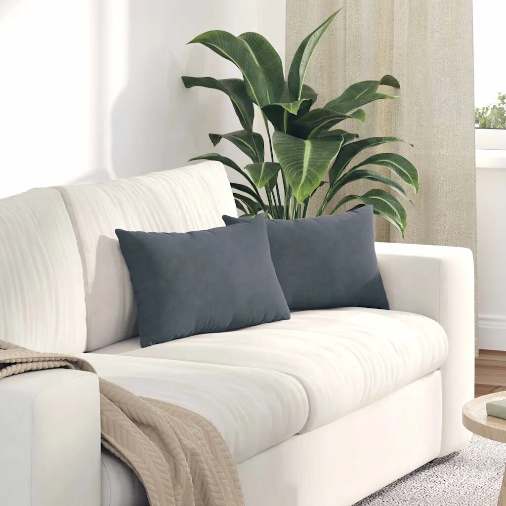 vidaXL Диван възглавници 2 pcs Тъмносив 50 x 30 cm Кордюрова тъкан