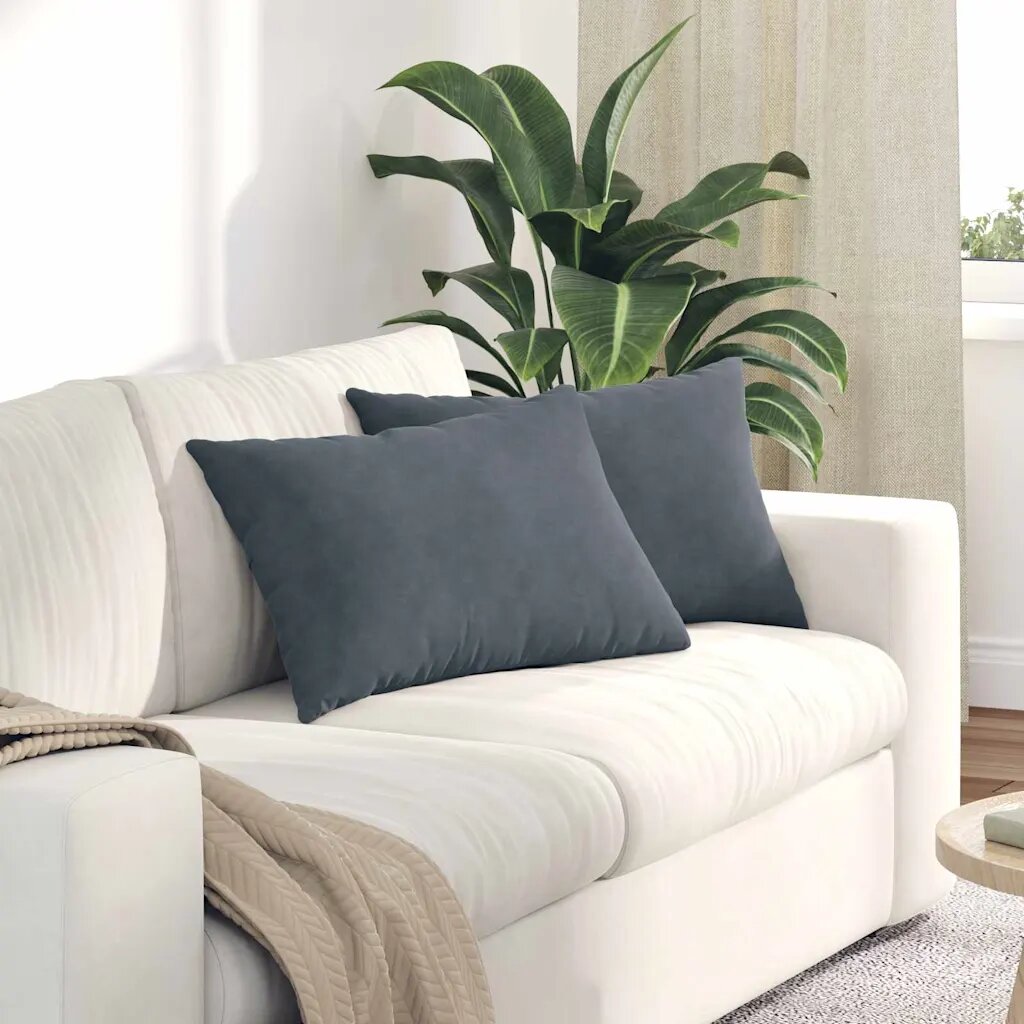 vidaXL Диван възглавници 2 pcs Тъмносив 60 x 40 cm Кордюрова тъкан
